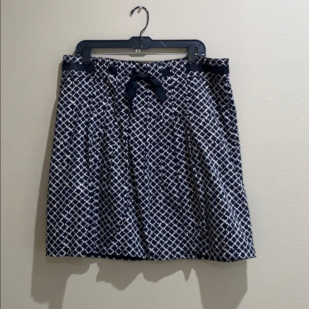 Ann Taylor Loft Cotton Skirt Black/White Bow Sz 14